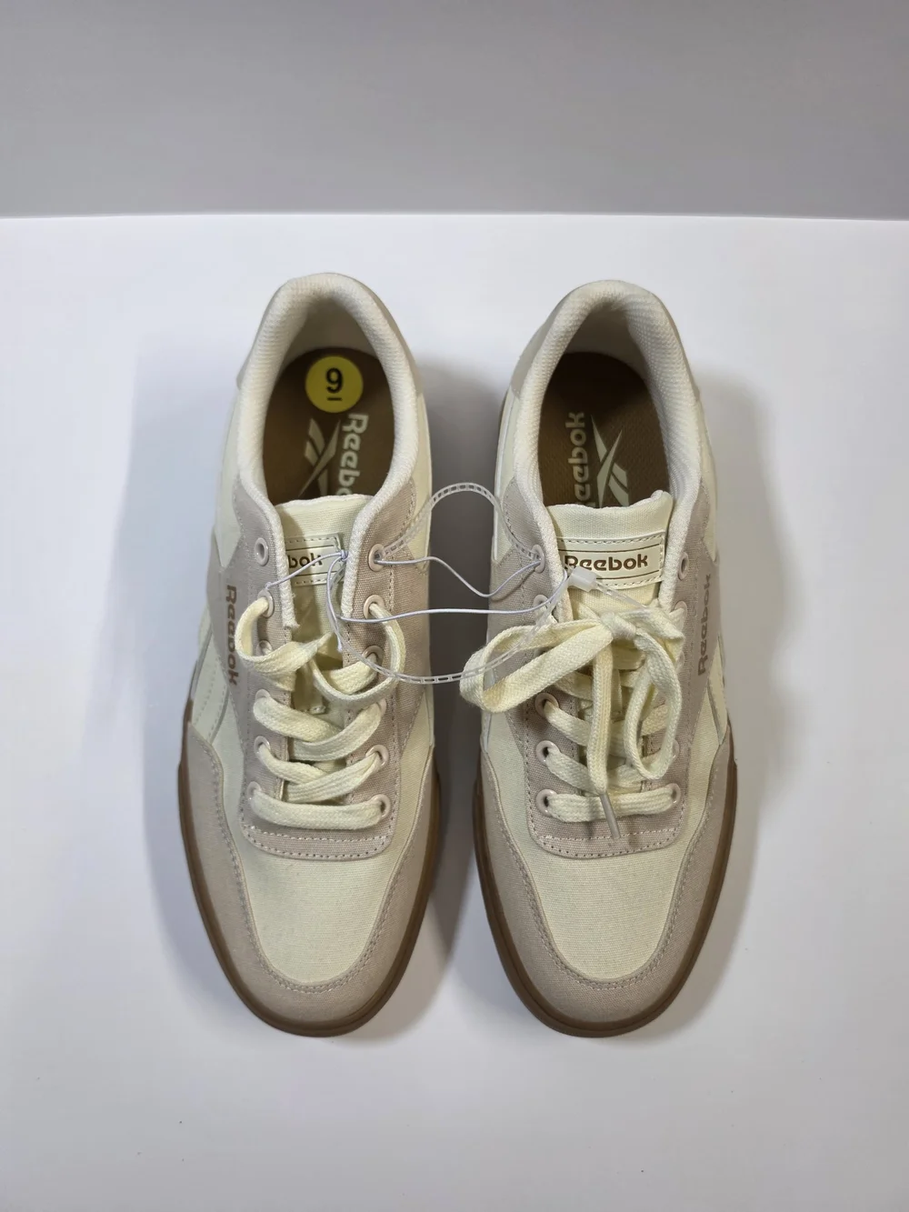 Reebok Club C Canvas Sneakers Beige Cream Gum Sole Men's Size 9 NEW